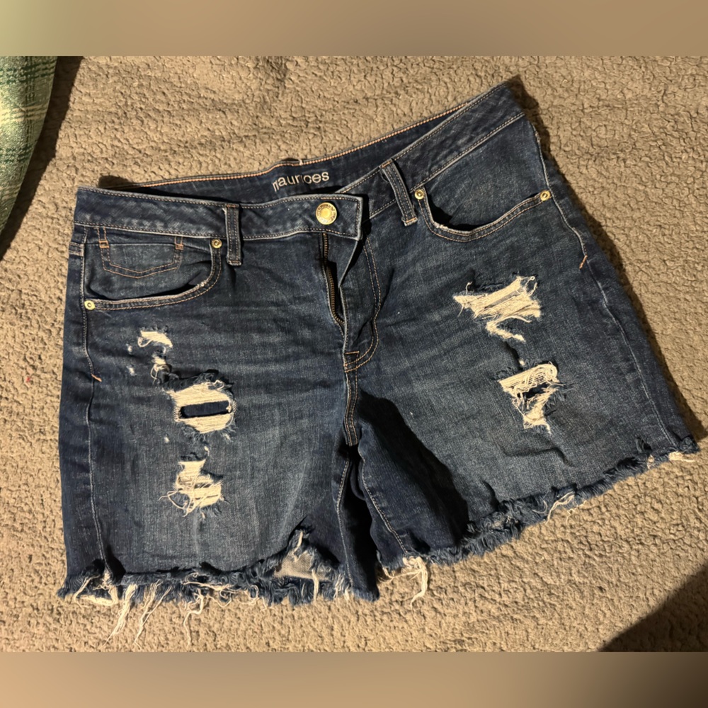 Maurices Dark Blue Distressed Jean Shorts